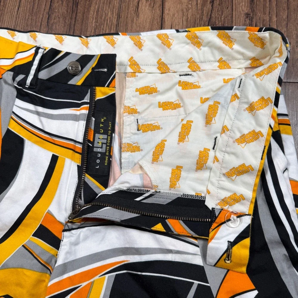 Loudmouth Golf Shorts Mens 38 Shagadelic Orange Psychedelic Swirl‎ Retro Bold
